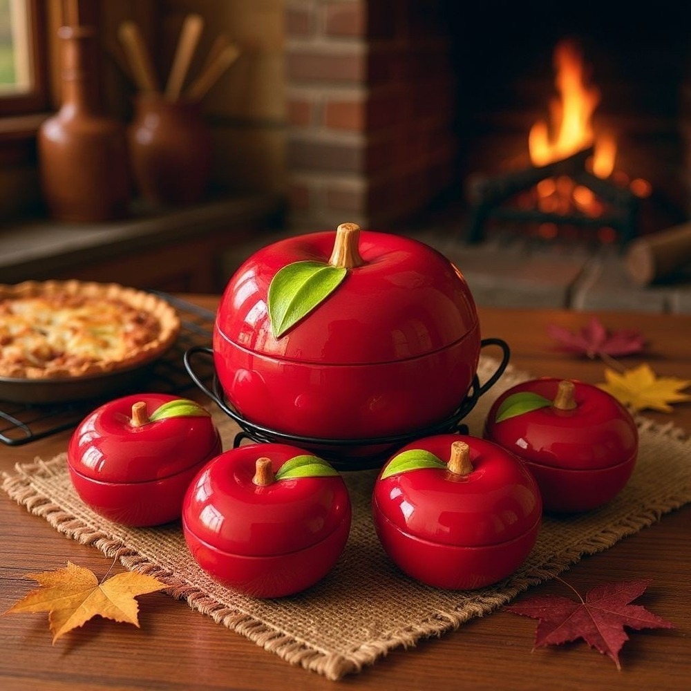 New‎ Temptations presentable Big Apple 3QT Tureen Set w/Wire Rack+4 Lidded Bowls - Picture 2 of 16